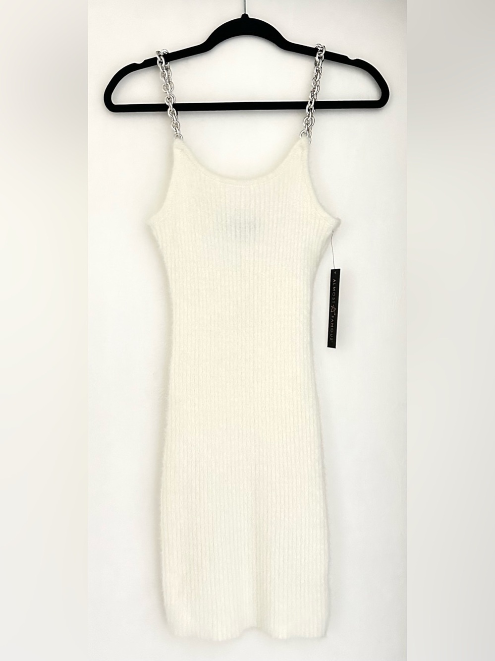 NWT Almost Famous Ivory Ribbed Knit Mini Dress Size Medium